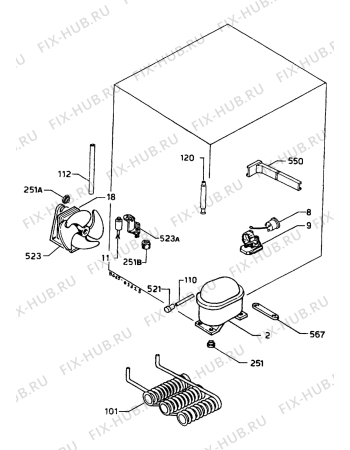 Взрыв-схема холодильника Zanussi ZUD5155 - Схема узла Cooling system 017